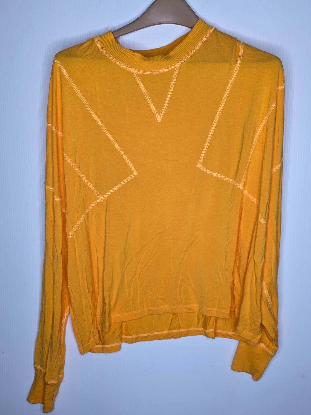 FP Movement Boho Yoga Long Sleeve Top XS Golden Yellow Ribbed  Athletic Lounge